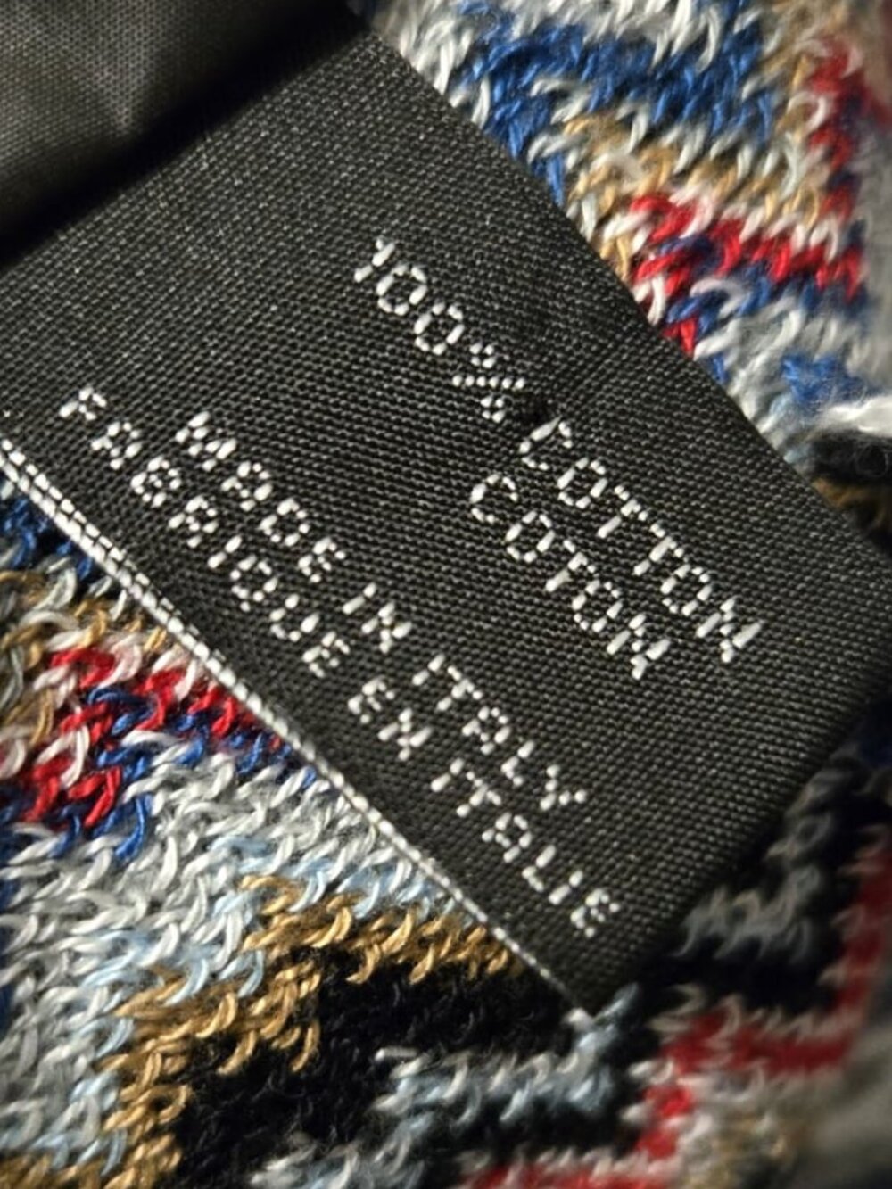 Missoni Multicolor Zigzag Knit CottonScarf with Fringe - Red, Blue, Black, White - Picture 11 of 11
